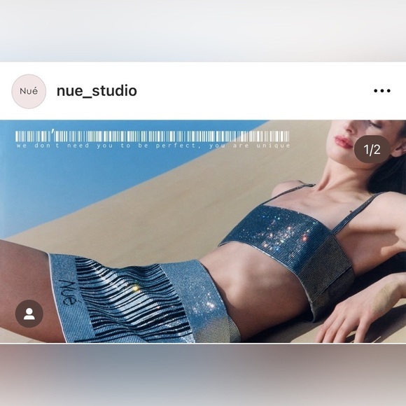 Nue Studio Charlotte Top iin Sky Blue Medium New Womens Cropped Crystal Tank - Picture 11 of 16